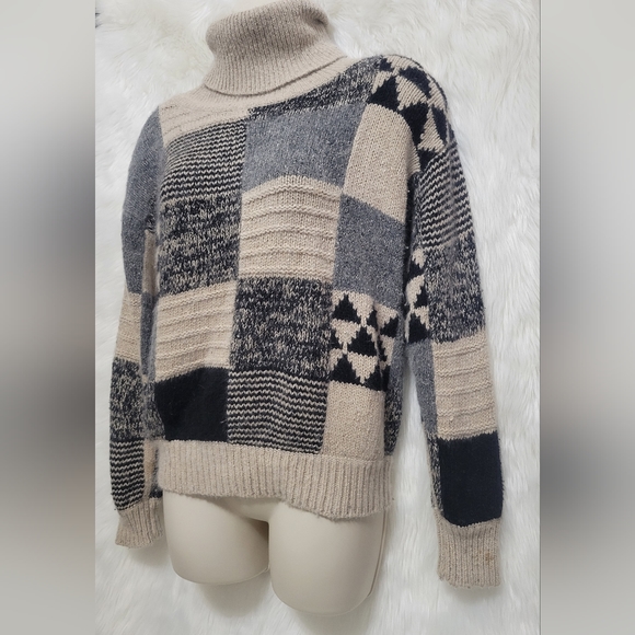 vtg GLORY 3 by GLORIA FURMAN Sweater S Angora Wool Silk Blend Retro Triforce mod - Picture 8 of 9